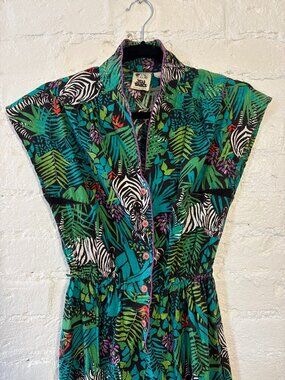 RARE You Babes Super Funky Vintage Zebra Jungle Print Cinched Waist Jumpsuit